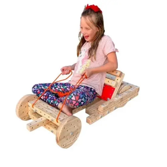 Woodmobiel by Funphix Standard Kit |Modular Construction Toy with 26 Wood Pieces, 4 Wheels, Real Nuts & Bolts image {9}