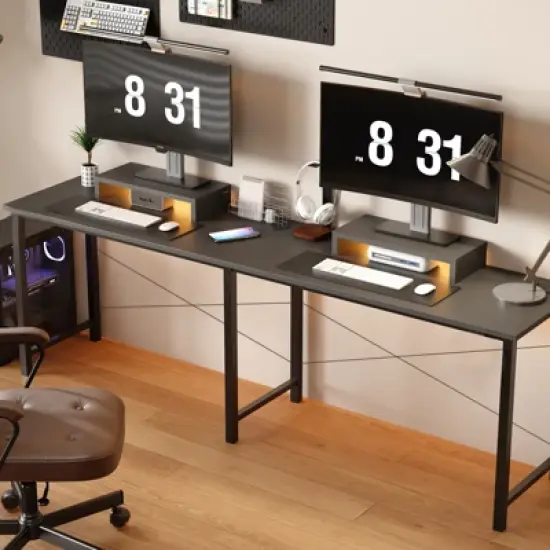 GTPLAYER Gaming Desk, L-Shaped Computer Office Desk, Movable Monitor stand image {1}