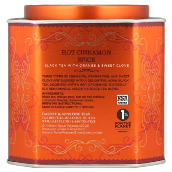 Harney & Sons Hot Cinnamon Spice, Black Tea with Orange & Sweet Clove, 30 Sachets, 2.67 oz (75 g) image {1}