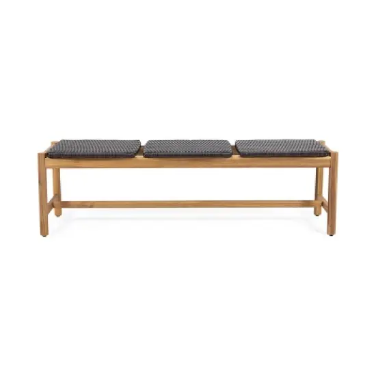 Dexmalle Rustic 3 Seat Cushioned Patio Bench image {3}