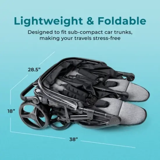 Gaggle by Foundations Roadster Duo Lightweight Side by Side Double Stroller, Portable Compact Stroller, Black image {7}