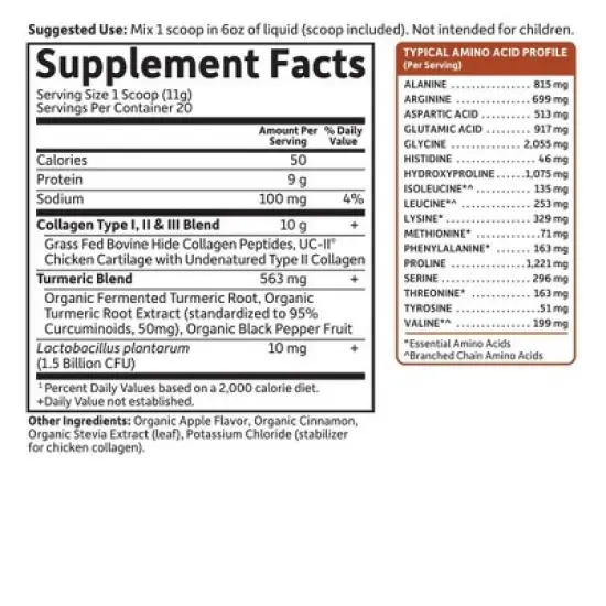 Garden of Life Grass Fed Beauty Collagen Powder - Turmeric Apple Cinnamon - 7.76oz image {1}