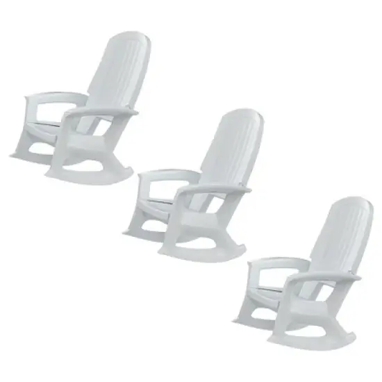 Semco Rockaway Heavy-Duty Outdoor Rocking Chair w/Low Maintenance All-Weather Porch Rocker & Easy Assembly for Deck and Patio, White (3 Pack) image {6}