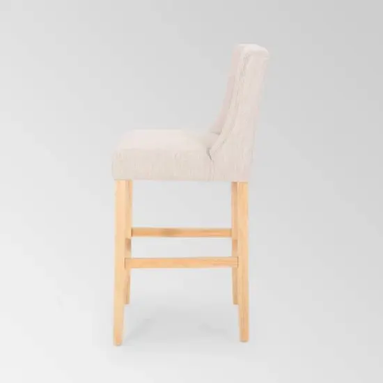 Set of 2 Lansglen Button Tufted Wingback Barstools - Christopher Knight Home image {4}