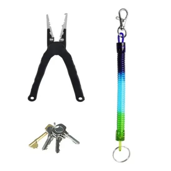 Unique Bargains Metal Ring Spring Stretchy Coil Keychain Keyring Strap Rope Cord 8.7 Inch Long 1 Pc image {4}