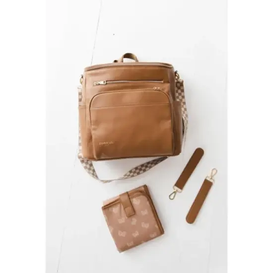 Vegan Leather Diaper Bag | Melted Chocolate | Charlie Lou Baby image {8}