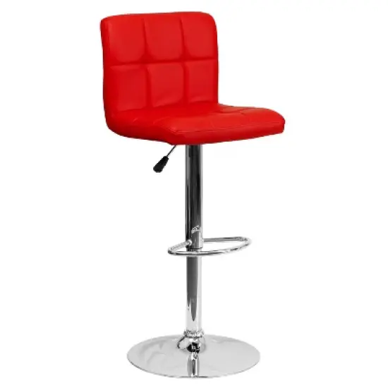Flash Furniture Contemporary Quilted Vinyl Adjustable Height Barstool with Chrome Base image {11}