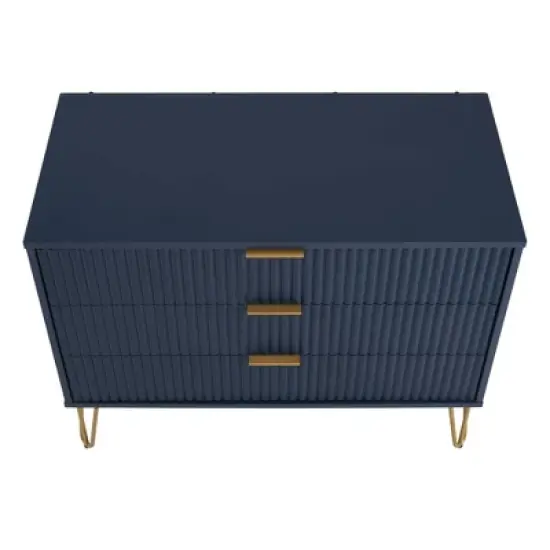 Manhattan Comfort Dumbo 2pc Modern 3 Drawer Dresser and 2 Drawer Nightstand Set image {7}