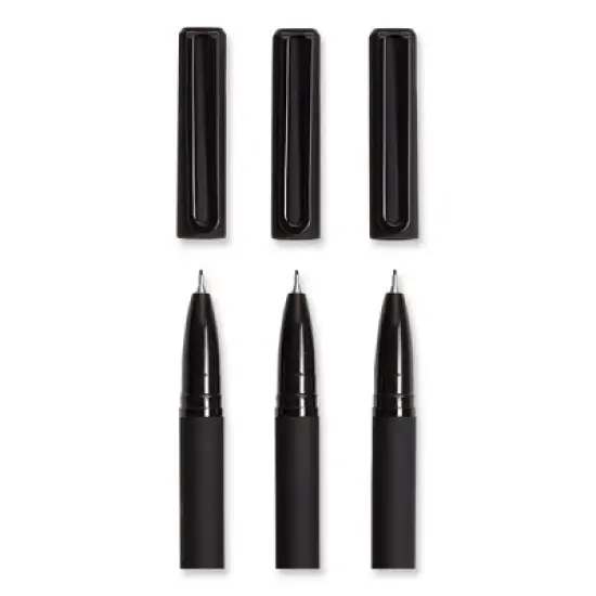 U Brands Catalina Soft Touch Porous Point Pen, Stick, Fine 0.7 mm, Black Ink, Black Barrel, Dozen image {2}