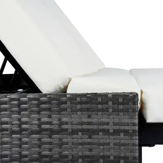 Whisen Outdoor Rattan Daybed with Beige Cushion, 5-Position Adjustable Backrest & Removable Pillows image {10}