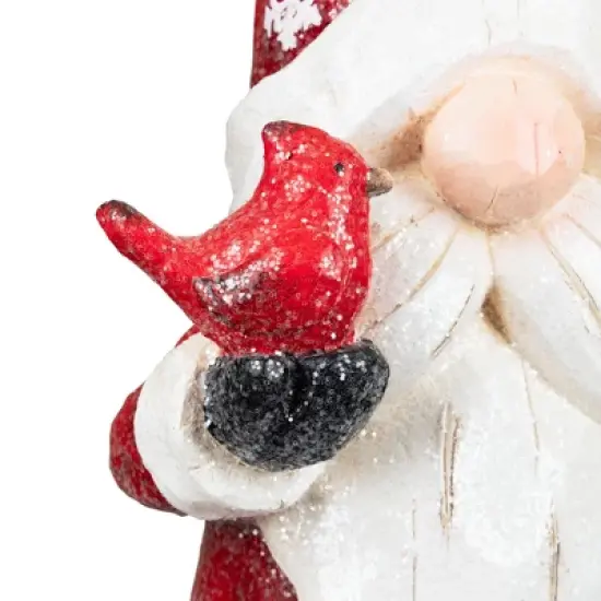 Northlight Gnome in Lighted Hat Holding Cardinal Christmas Decoration - 20" - LED Warm White Lights image {5}