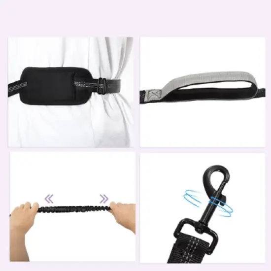 Unique Bargains Hands Free Dog Leash for Two Large Dog Up to 330 Ib 6.6-7.6FT Long Black Gray 1 Pc image {2}