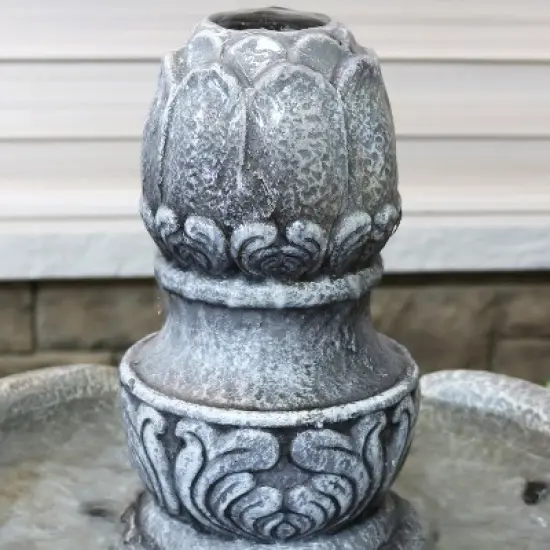 Sunnydaze 50"H Electric Fiberglass Reinforced Concrete 2-Tier French Garden Design Outdoor Water Fountain, Dusty Gray image {6}