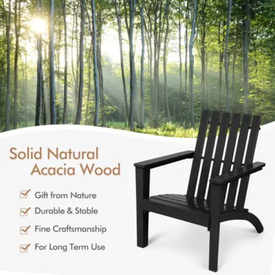 Tangkula 2PCS Wooden Adirondack Chair W/Ergonomic Design Outdoor Lounge Armchair Acacia Wood chair for Yard&Patio image {6}
