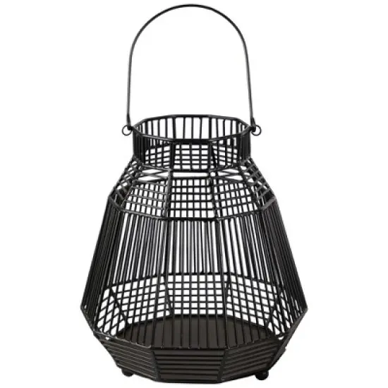 Northlight Large Geometric Iron Hurricane Candle Lantern - 11.25" - Black image {6}