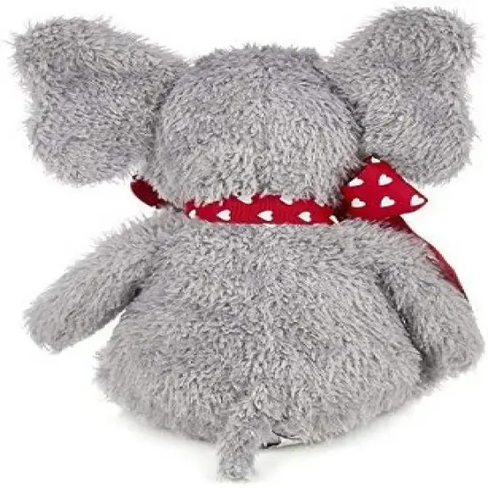 Bearington Hugh Loves You Stuffed Animal Elephant with Hearts and a Red Heart Printed Bow, 13 inches image {2}