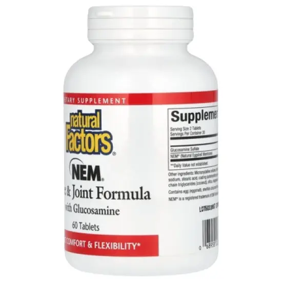 Natural Factors NEM, Knee & Joint Formula with Glucosamine, 60 Tablets image {2}