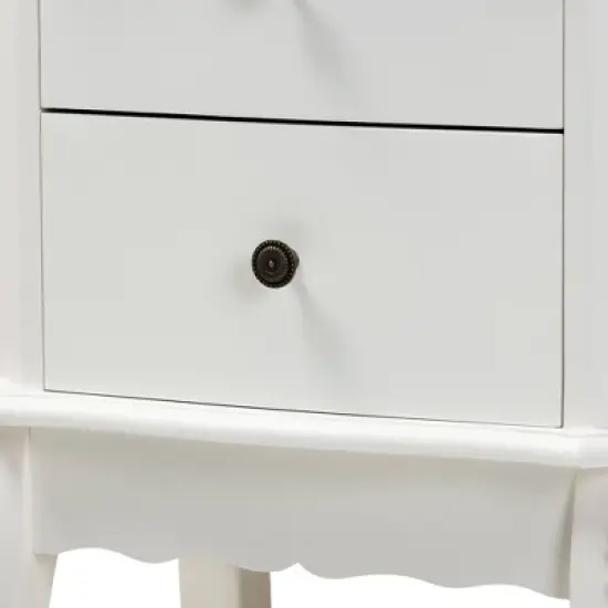 2 Drawer Sophia Wood Nightstand White - Baxton Studio image {4}