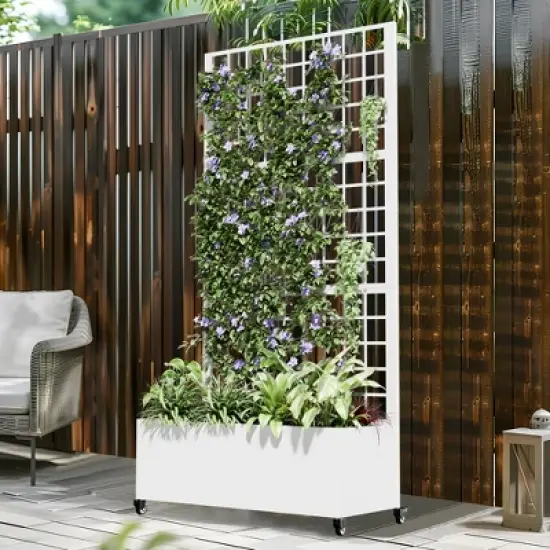 Dovelina Mobile Metal Planter Box, Garden Bed, Trellis for Climbing Plants, Drainage Holes and wheels image {10}