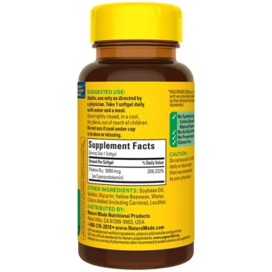 Nature Made Maximum Strength Vitamin B12 5000 mcg Softgels - 60ct image {1}