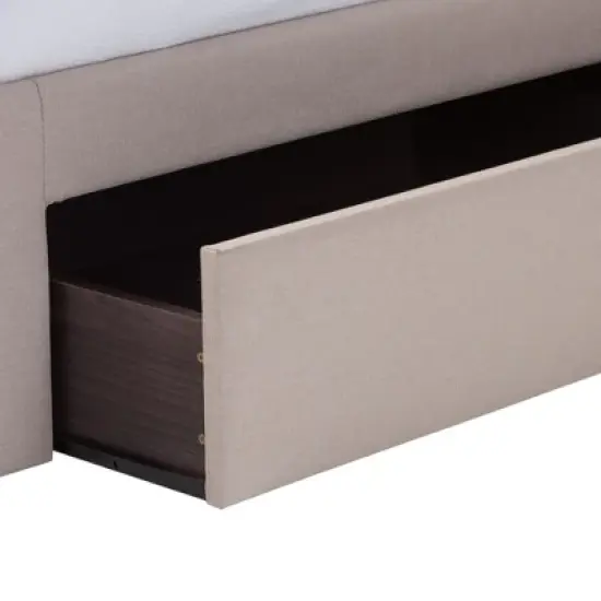 Queen Rene Modern and Contemporary Fabric 4 Drawer Storage Platform Bed - Baxton Studio image {6}