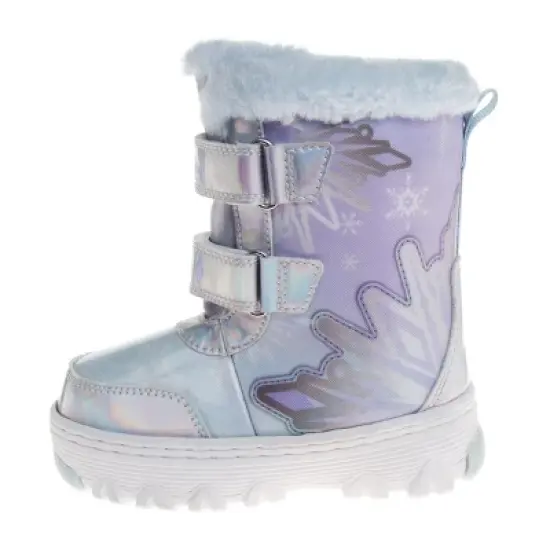 Disney Girls&rsquo; Frozen Winter Boots - Elsa and Anna Fur Trim Snow Boots - Silver Purple Light Blue - Size 6-12 (Toddler / Little Kid) image {2}