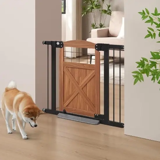 Unipaws Barn Door Dog Gate &ndash; 30" Tall, Pressure-Mounted Pet Safety Gate image {4}