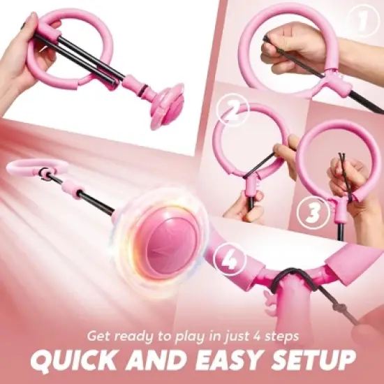 Joyfy Pink Ankle Skip Ball for Kids, Skip  Toy with Flashing Lights for Kids Indoor & Outdoor Play, Sports Toy, Birthday Gifts for Kids 3 4 5 + image {2}