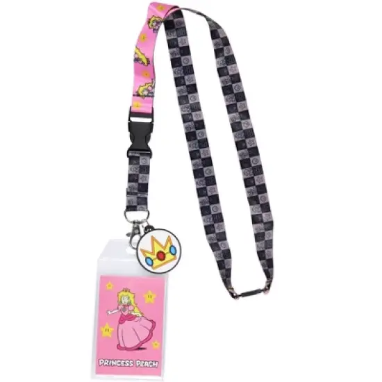 Nintendo Super Mario Princess Peach ID Badge Holder Lanyard w/ Rubber Charm image {5}