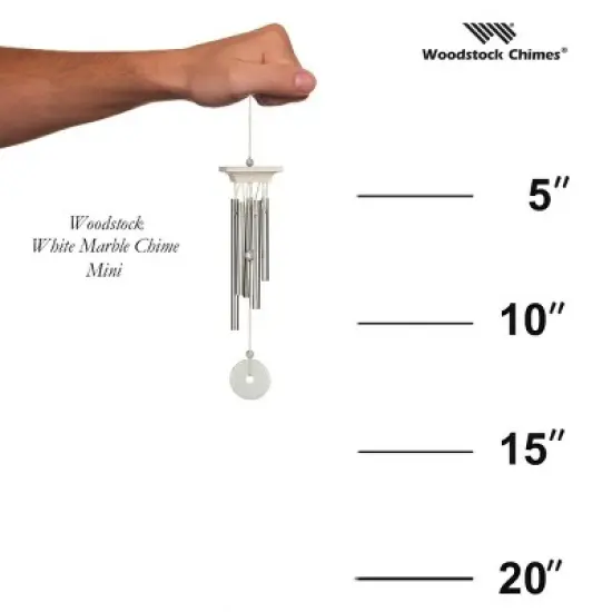Woodstock Wind Chimes For Outside, Garden D&eacute;cor, Outdoor & Patio D&eacute;cor, Woodstock White Marble Chime Silver Wind Chimes image {3}