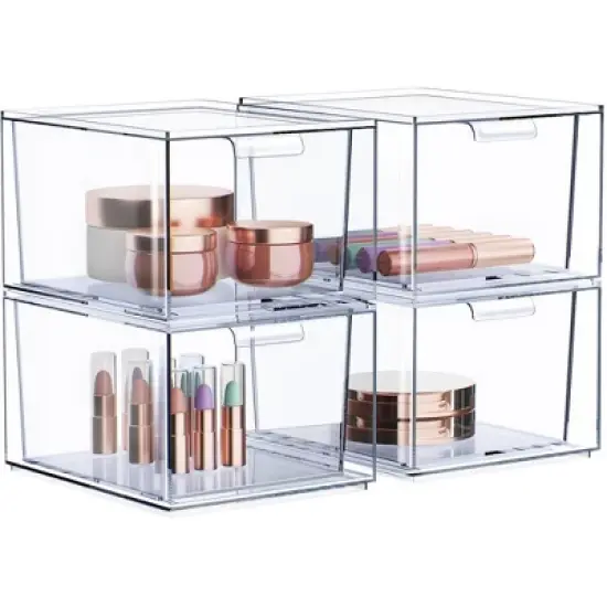 Sorbus Clear Stackable Acrylic Drawer Makeup Organizer - for Vanity, Bathroom, Under Sink, Cabinets, Jewelry, and More image {9}
