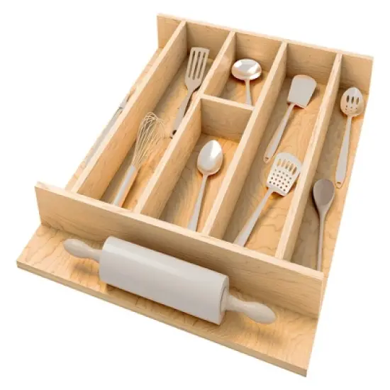 Rev-A-Shelf Natural Maple Right Size Utensil Insert Home Storage Kitchen Organizer Compartment Drawer Accessory image {8}