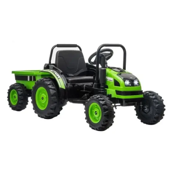 12V Electric Ride-On Tractor for Kids with Trailer image {6}