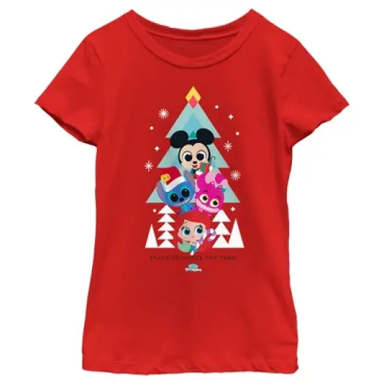 Girl's Disney Doorables Christmas Stack us Under the Tree T-Shirt image {4}