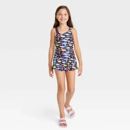 Girls' Sea Life One Piece Swimsuit Dress - Cat & Jack&trade; Blue image {3}