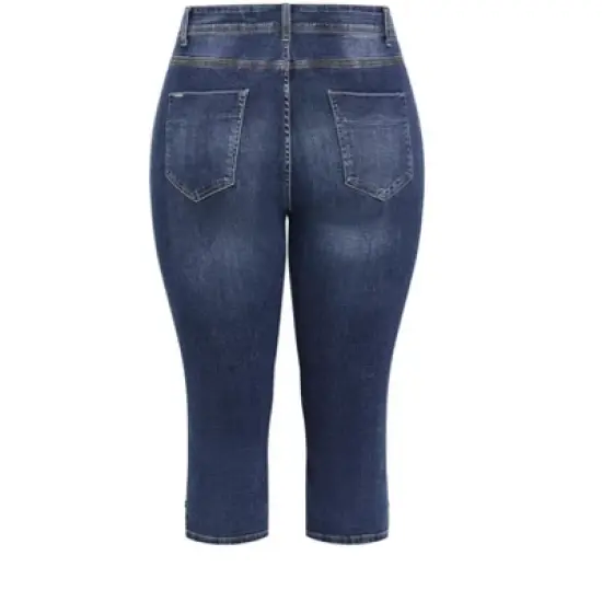 Women's Plus Size Sweet Longline Short - dark denim | CITY CHIC image {4}