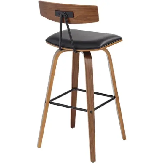Elm Lane Westwood Wood Swivel Bar Stools Set of 2 Natural 31" High Farmhouse Rustic Black Faux Leather for Kitchen Counter Height Island image {8}