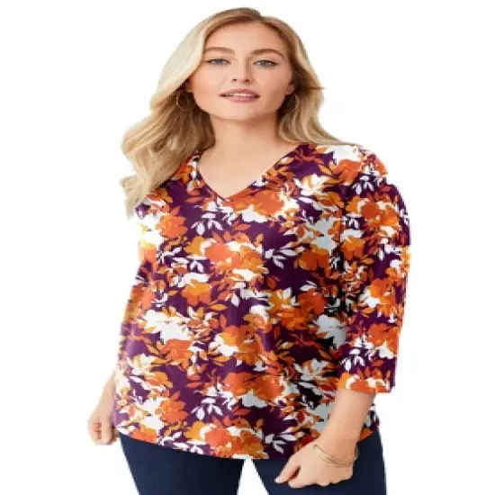 Jessica London Women&rsquo;s Plus Size V-Neck Tee image {18}