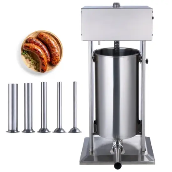 VEVOR Electric Sausage Stuffer, 25 L / 55 LBS Vertical Meat Stuffer, 400W Motor, Stepless Speed Control and Foot Pedal, Silver image {8}