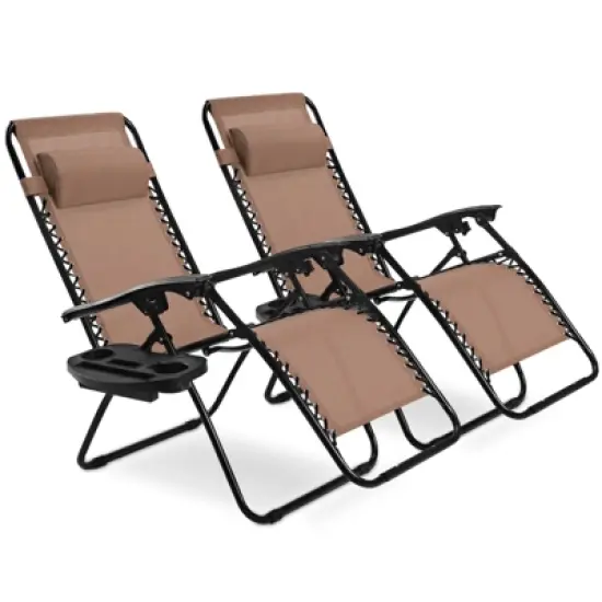 Tangkula 2PC Zero Gravity Chair Adjustable Recliners Textiliene image {13}