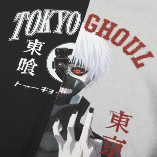 Tokyo Ghoul Ken Kaneki Kanji Crew Neck Long Sleeve Black And Athletic Heather Men's Sweatshirt image {2}