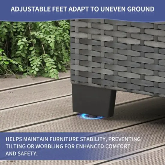 7 Piece Patio Furniture Set - PE Rattan Wicker Sectional Sofa with Cushions & Glass Coffee Table for Garden, Balcony, Porch, Backyard image {5}