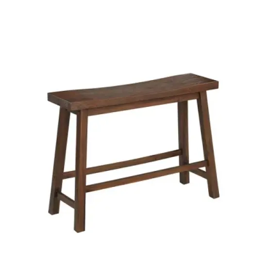 Saddle Design Wooden Bench with Grain Details - Benzara image {5}