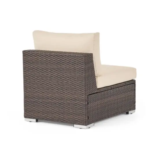 Christopher Knight Home 3pc Santa Rosa Wicker Outdoor Patio Sectional Sofa Multibrown/Beige image {8}