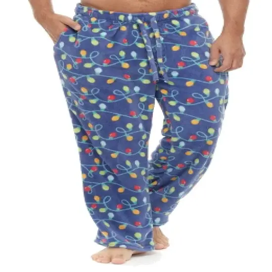 Men's Soft Plush Fleece Pajama Pants, Warm Long Lounge Bottoms image {8}