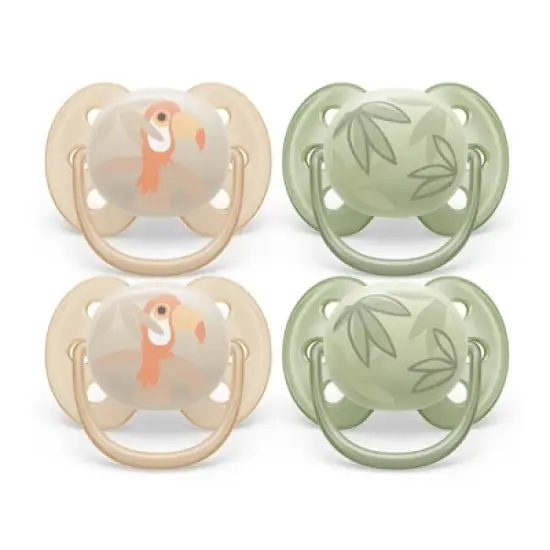Avent Philips Ultra Soft Pacifier 0-6 Months - Toucan/Green Leaves - 4pk image {10}
