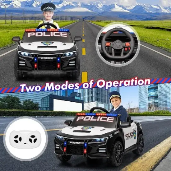 12V Police Car Ride on Car for Kids, Ride on Toys for Big Kids Cop Cars with Remote Control, Battery Powered Alert Tones image {6}