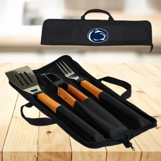 NCAA Penn State Nittany Lions 3 Piece BBQ Tool Set with Wood handles and Carry Case image {4}