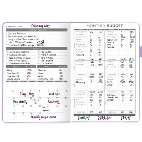 Undated Budget Planner 5.5"x8.25" Lavender - Clever Fox image {2}