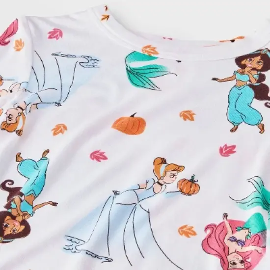 Toddler Girls' 2pc Disney Princess Long Sleeve Halloween Viscose Snug Fit Pajama Set - White image {2}